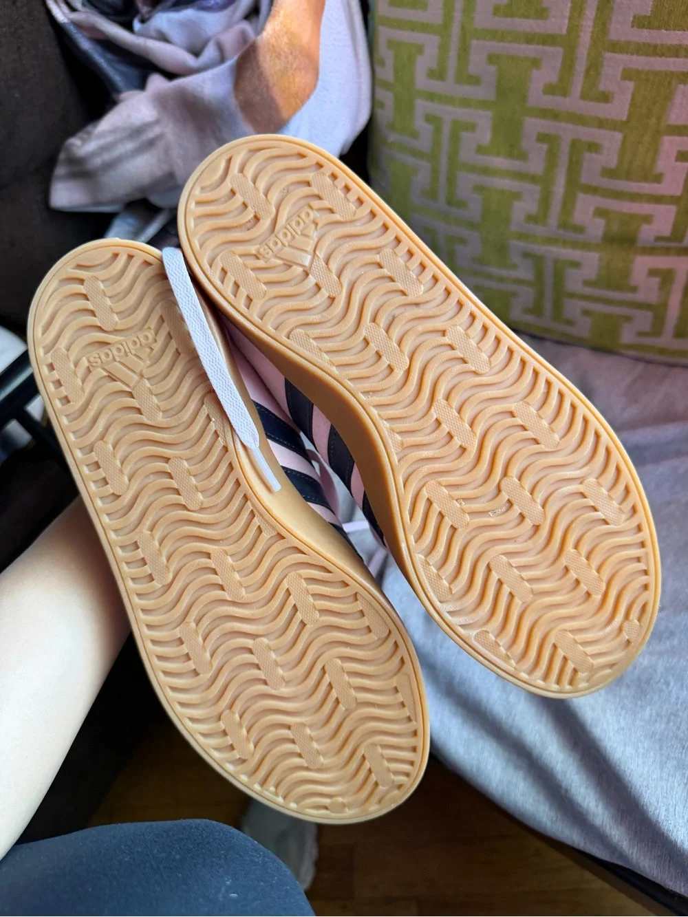 adidas Pink Suede Women's Sneakers with Black Stripes and Gum Sole